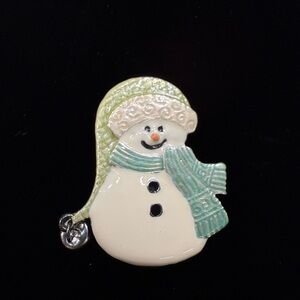 Vintage TC Snowman Brooch Tanya’s Creations Pin | Pastel Enamel Holiday Jewelry